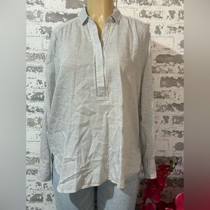 LOFT Light Gray Long Sleeve Women's Top 100% Cotton